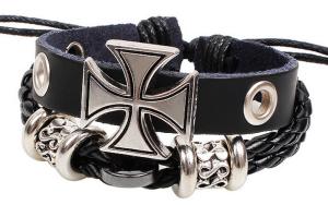 Quality Nimesulide Roman cross personalized leather bracelet hand-woven leather bracelet wholesale