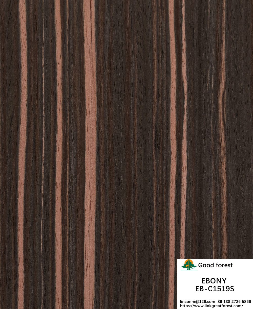 Artificial Ebony Wood Veneer Vertical Grain Red Color 2200-3100mm Length For Hotel Decoration