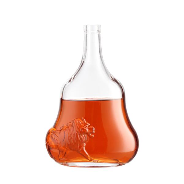 Collar Material Glass 500ml 1000ml Clear Tabular Glass Bottle for Vodka Brandy