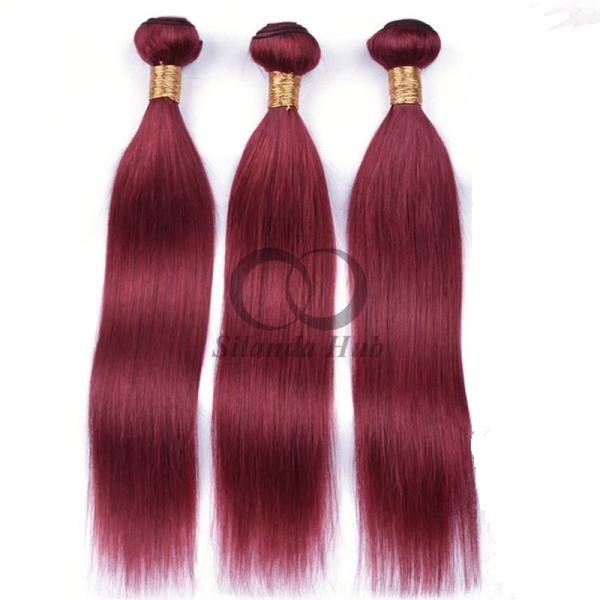 Burgundy Straight Remy Human Hair Bundles Sew In Weave Bundles Brazilian Bundle