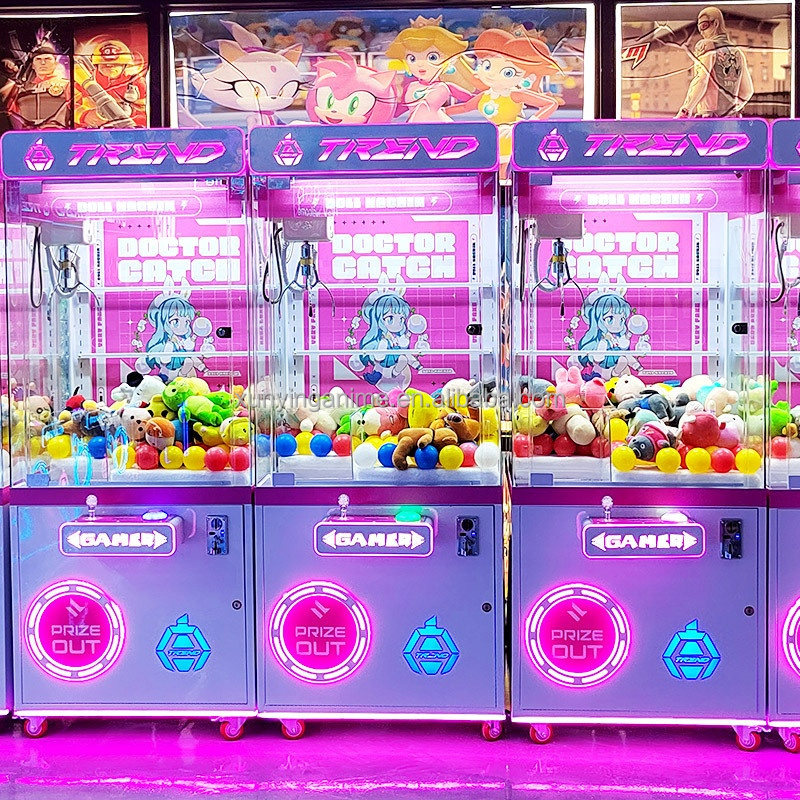 Toy Coin Op Claw Crane Game Machine Made of Metal acrylic plastic with Picture