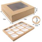 Food Industry Brown Kraft Paper 12 Count Bakery Carrier Box for Muffins Pastries