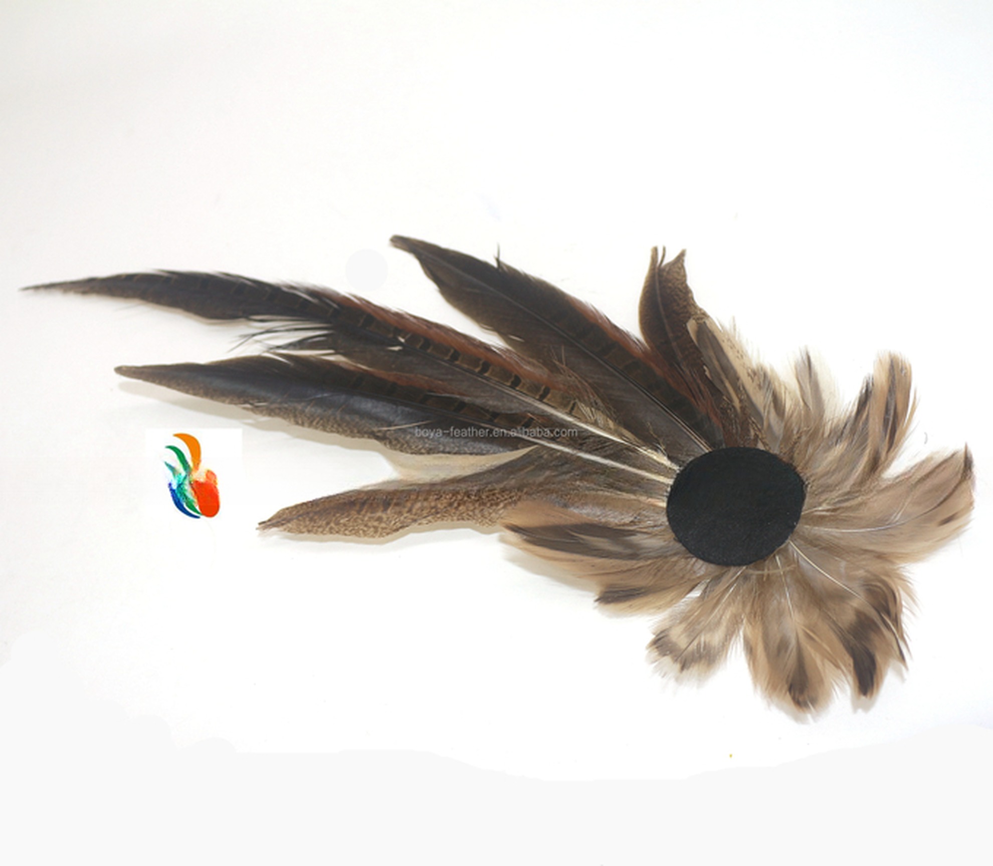 Suit Decoration Goose Hackle Feather Brooch With Wire Accessory 10x30Cm