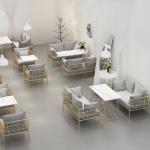 Breakfast Break Room Commercial Booth Seating Furniture Cafe Gold Stainless