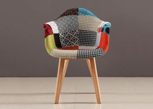 Quality Solid Wood Patchwork Fabric Upholstered Dining Chairs With Arms wholesale