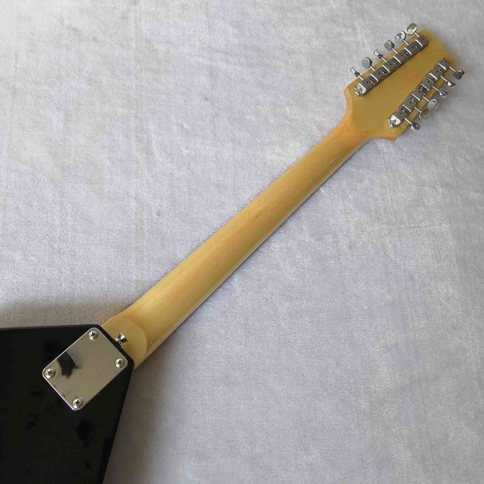 Left Hand Irregular 12 Strings Electric Guitar in Black Mahogany Body Neck Back Sides Free Shipping