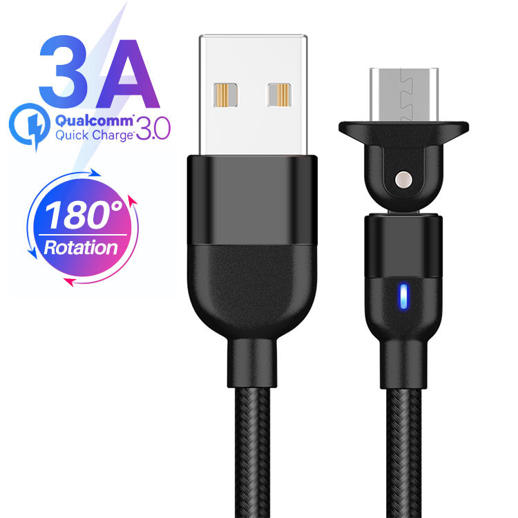 180 Rotation USB Magnetic Data Cable 3A Universal Magnetic Charging Cable