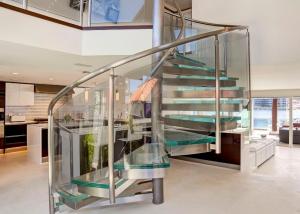 Quality Tempered Glass Space Saving Spiral Staircase , Decorative Loft Spiral Staircase wholesale