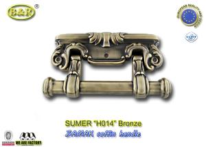 Quality 22.5×13cm Ref H014 Gold Color Metal Coffin Handles Zamak Herrajes Para Ataudes wholesale