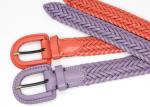 3cm Braiding Womens Genuine Leather Belt Cowhide Full Grain Purple