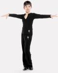 new offer latin dance clothes boy Ruffly blue white black modern dance stage