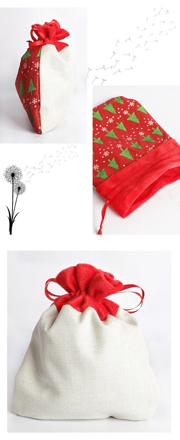 Customizable Sublimation Christmas Bags Santa Claus Gift Bag For Children