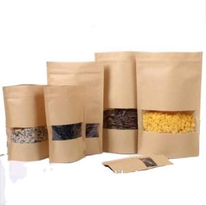 Quality Silvery Snack Packing Window Kraft Stand Up Zipper Pouch for Dried Fruit Packaging wholesale