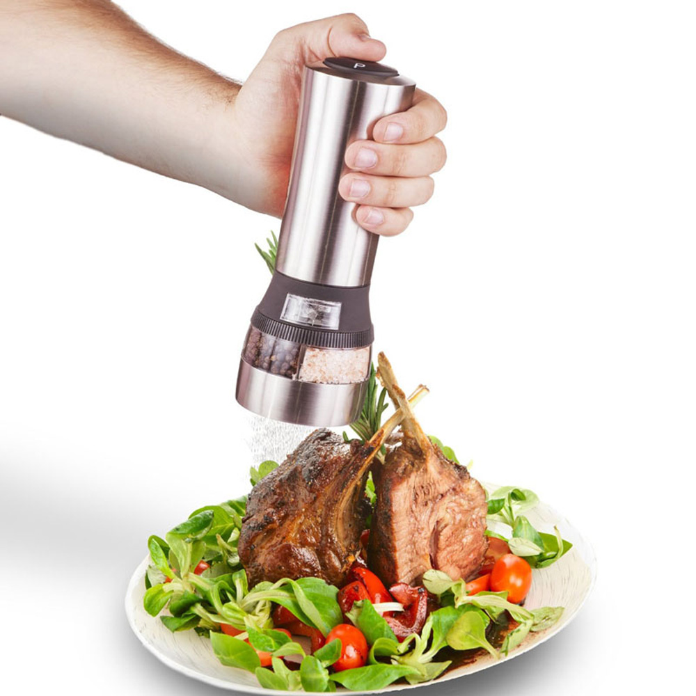 Electric Stainless Steel Salt and Pepper Grinder for Kitchen Spice Grinding Mills Type