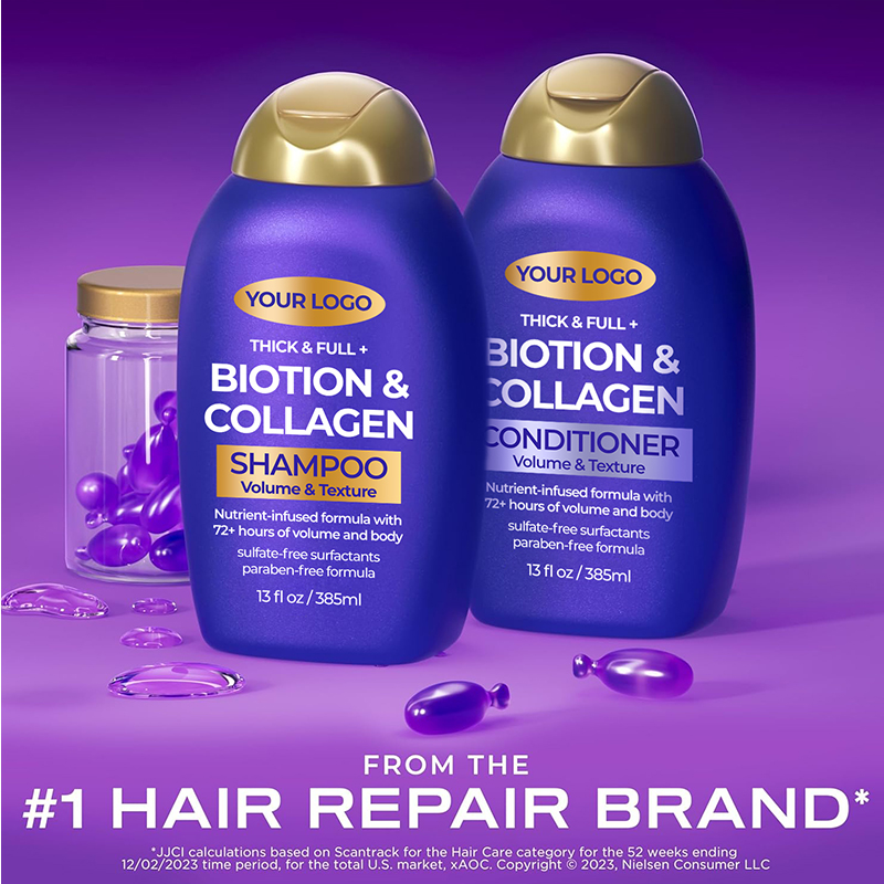 Strengthen Hair Prevent Hair Loss Biotin Collagen Hair Shampoo And Conditioner Set 2 Pieces Hair Care Set