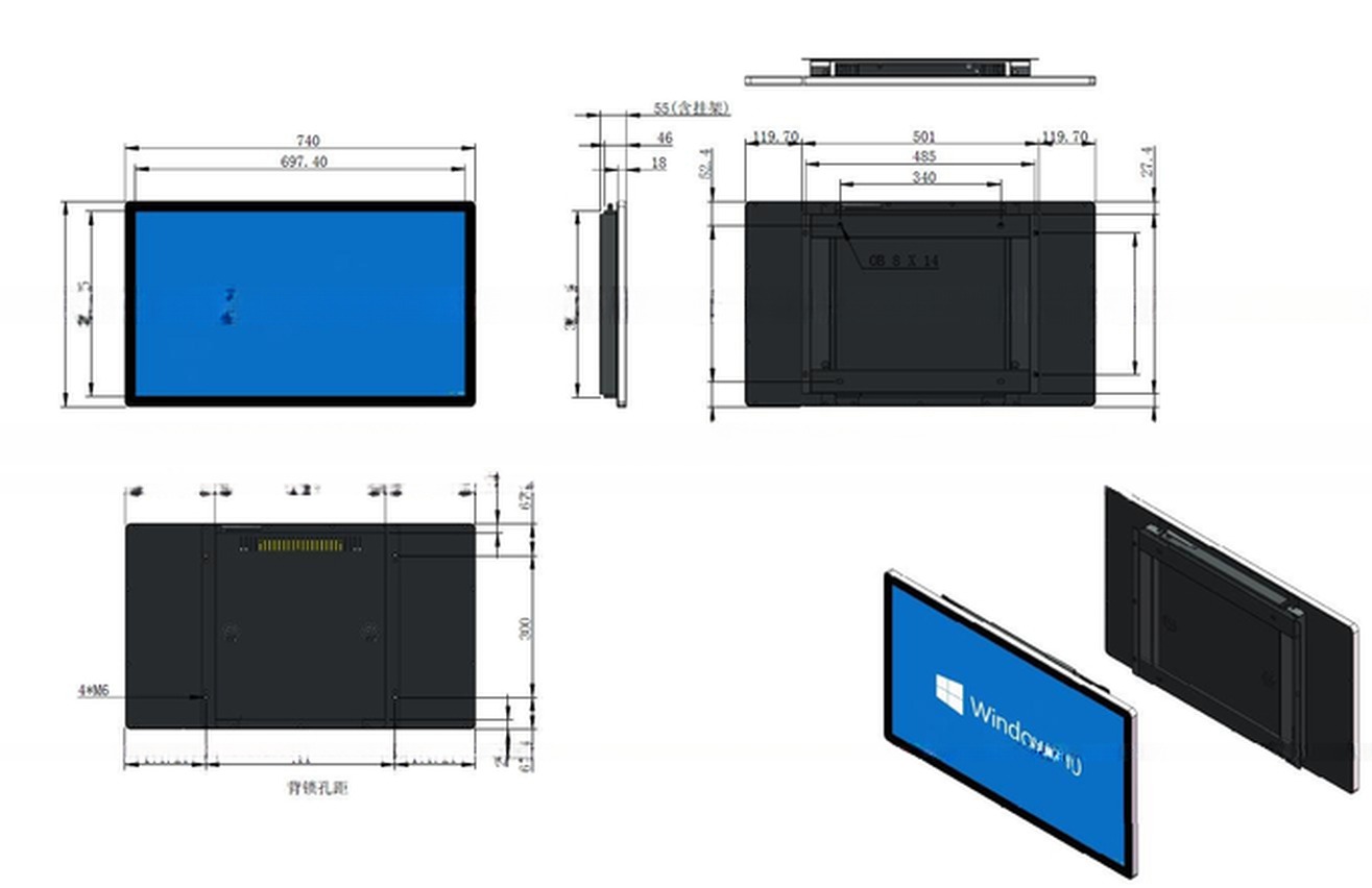 32inch UHD LED LCD TV video advertising display with wall mounted