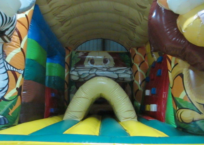 New elephant inflatable combo jumping house zoo animals palm trees inflatable combo house