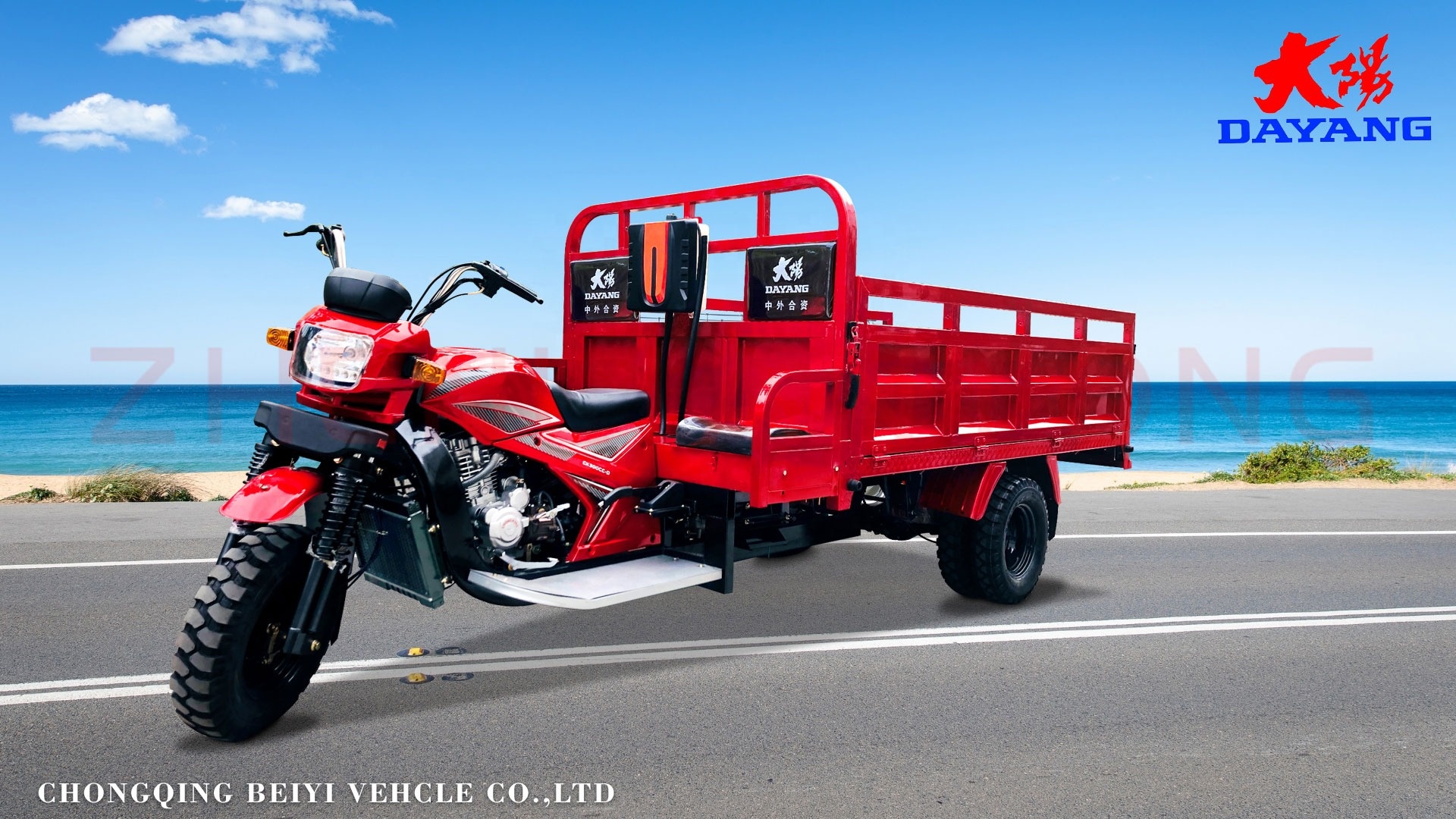 Motorized 3 Wheel Cargo Motorcycle 200CC with Heavy Load Cargo Box and Chassis 50*100