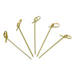 Green Disposable Garnish Food Bamboo Knot Skewers 12cm