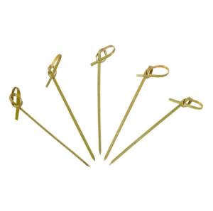 Quality Green Disposable Garnish Food Bamboo Knot Skewers 12cm wholesale