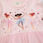 Girls' Pink Dress Summer New Fashion Print Cartoon Design Princess Dress Short