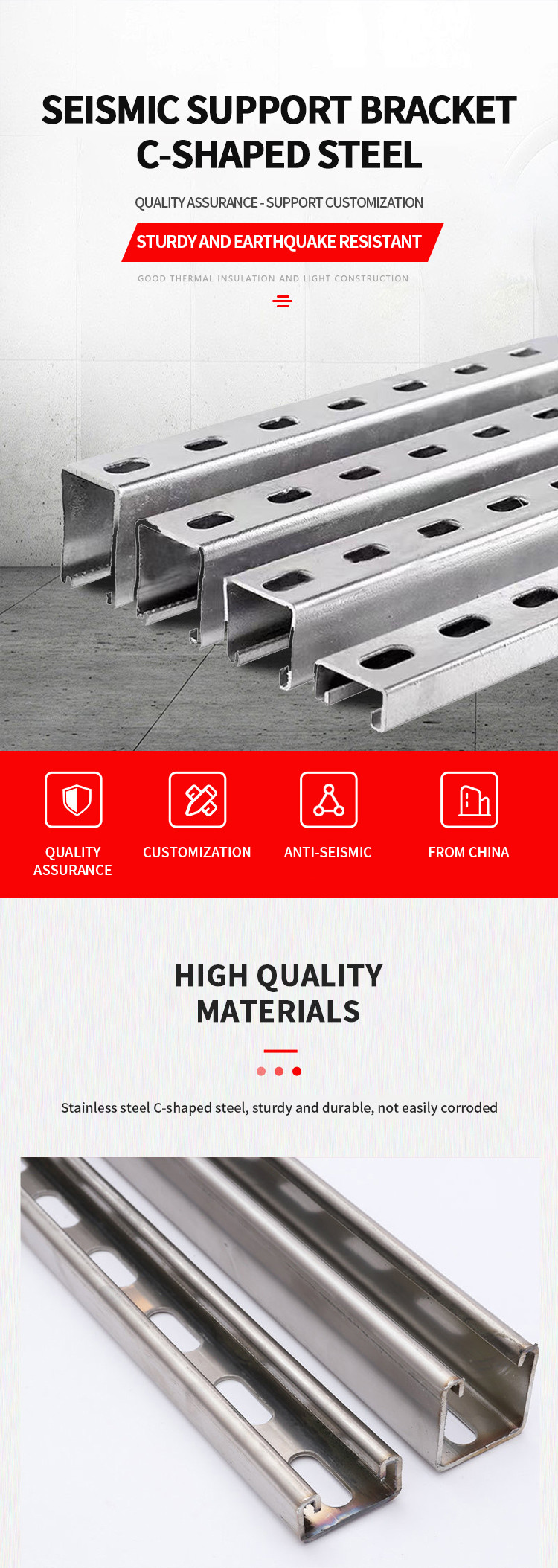 40-275g/M2 Galvanized Unistrut Steel With Customizable Length