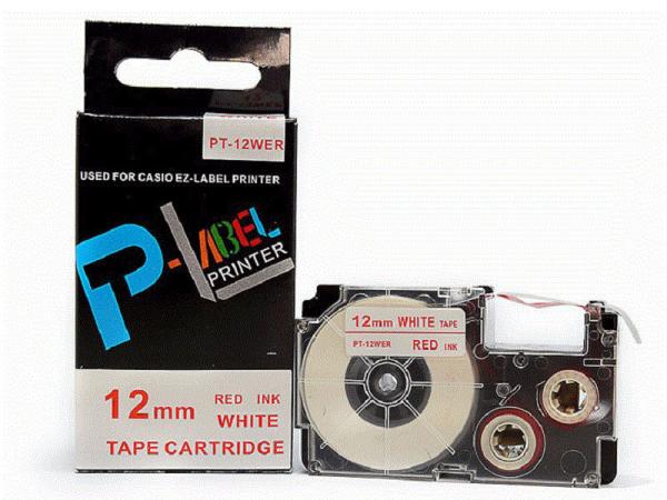 18 - 24mm Casio EZ Label Tape Cassette , Red On White Label Maker Cassette XR