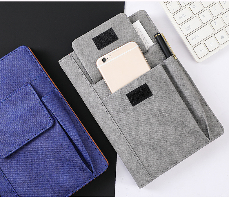 Printed Style Custom A5 Pu Leather Office Journal with Pen Holder and Phone Pocket