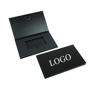 Quality Luxury Black Paper Card Box Packaging Custom Rigid Book Business Credit Wedding Gift Card Box wholesale