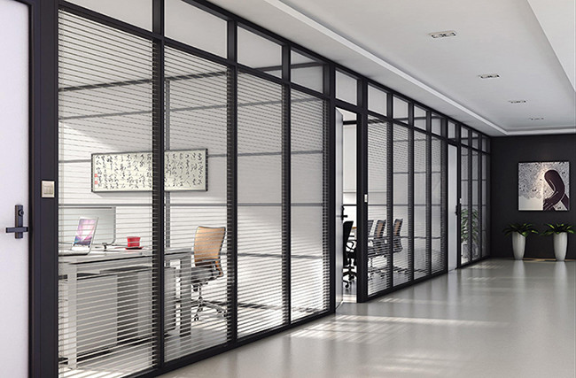 Modern Frosted Glass Office Demountable Partitions 4.5M No Rust