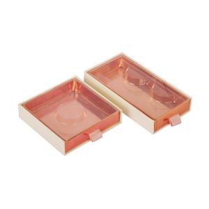 Quality Yellow Pink 2mm Thick Cardboard Cardboard Eyelash Box With Plastic Tray Window OEM Drawer Box wholesale