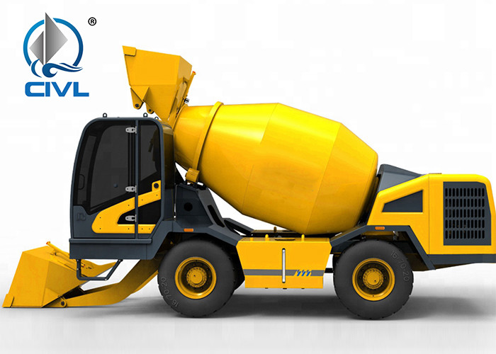 4 Cubic Meters Self Loading Concrete Mixing Equipment With New Condition Yellow Color