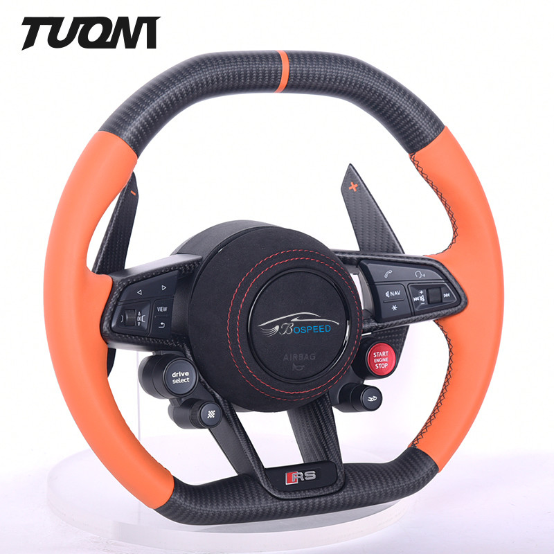 OEM Audi Carbon Fiber Steering Wheel Orange Nappa Leather R8