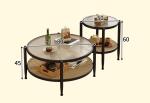 Rattan Glass Tea Table Japanese Style Double Glass Coffee Table