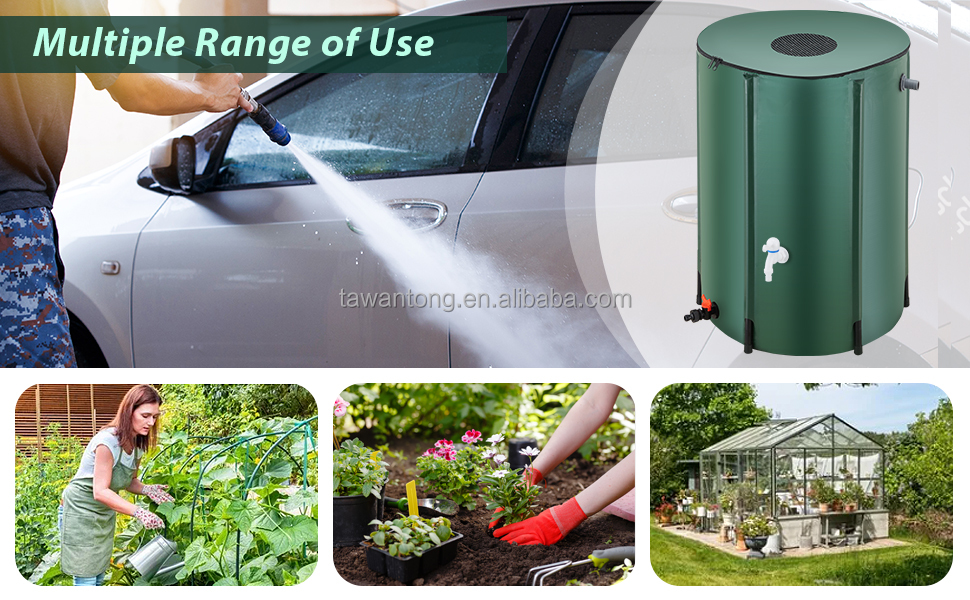 Extra Stable 250L Portable Water Collector Rain Barrel for Waterproof Rain Collection