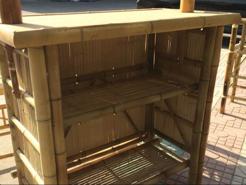 Bamboo Tiki Bar Set with Bamboo Roof for Backyard & Garden Bar Furniture for Outdoor Entertaining