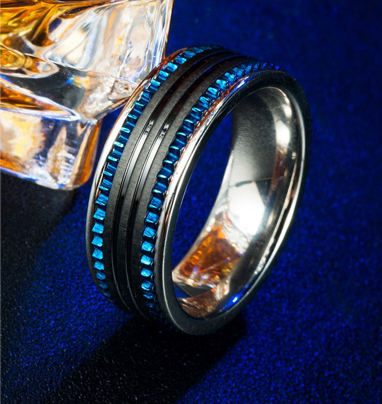Black And Blue Plated Stainless Steel Men's Rings 6mm 7mm 8mm 9mm ring width