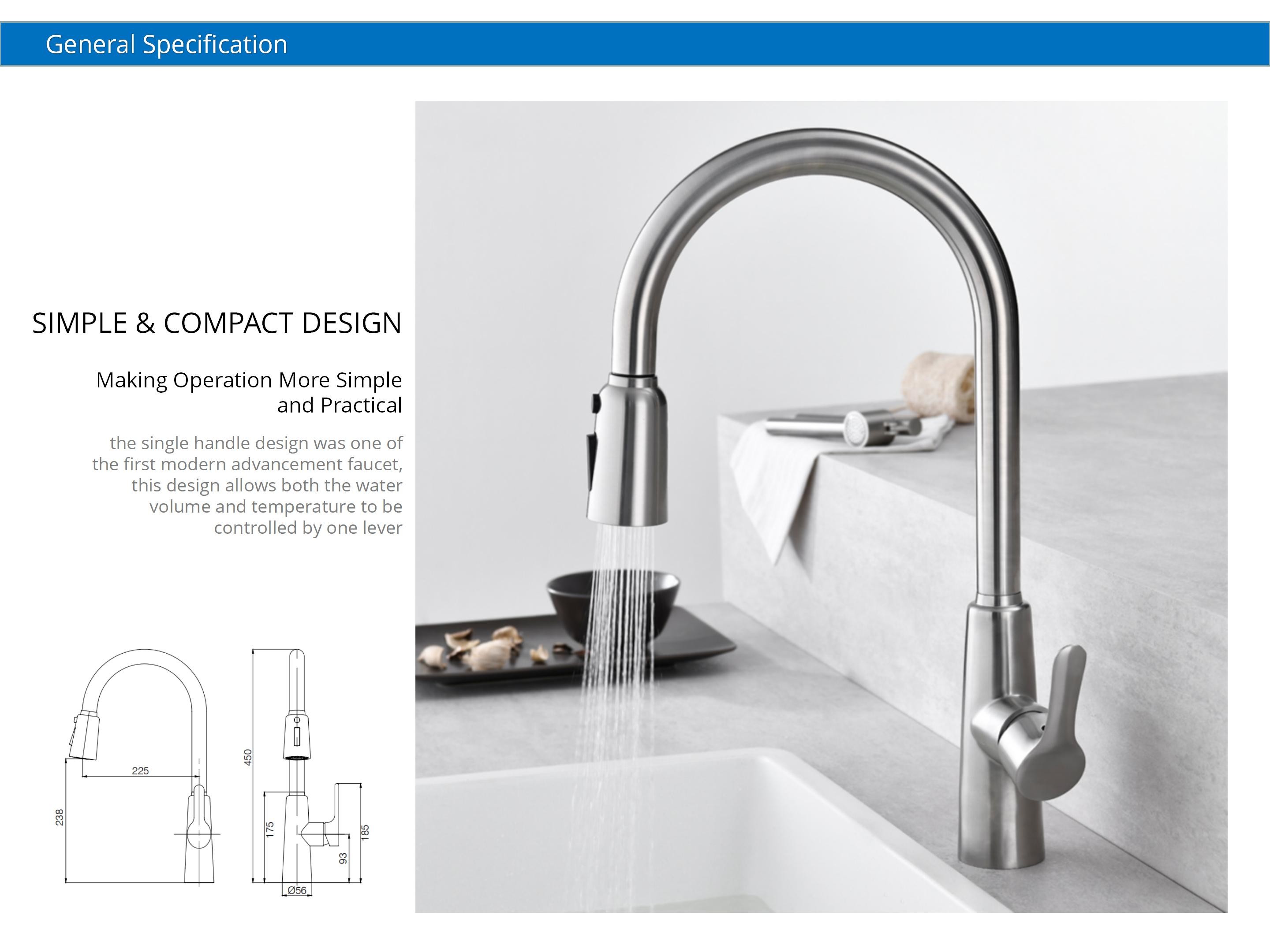 Triple Mode Sprayer Flexible Kitchen Faucet IPX5 CUPC Ceramic Cartridge sink tap