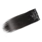 Color #1 Black Hair Clip In Human Hair Thick 7 Pieces 14 Clips Brazilian Human