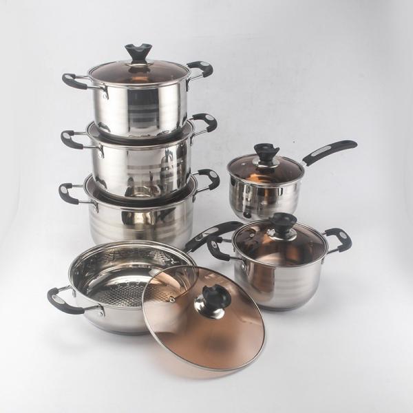 Best Sale Kitchen 12 Piece Cooking Pot Set Pot And Pans Stainless Steel Cookware