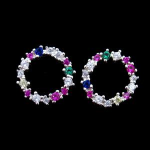 Quality Silver Plating 925 Sterling Silver Drop Earrings , Anti Allergic 925 CZ Earrings wholesale