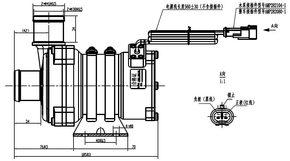 High efficiency 24V 250W BLDC water pump for automotive use and industrial cooling