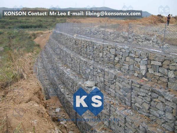 Galvanized Wire Gabion Retaining Walls Plastic or Stainless Steel Wire PE