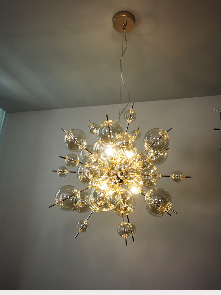 Nordic Led Home Decoration Chandelier Modern Sea Urchin Dandelion Glass Ball Pendant Lamp(WH-GP-180)