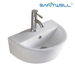 Quality Sanitary Ware AB8305 Above Counter Basin Round Bowl Integrated Ceramic Basin Bathroom Wall Hung Wash Basin wholesale