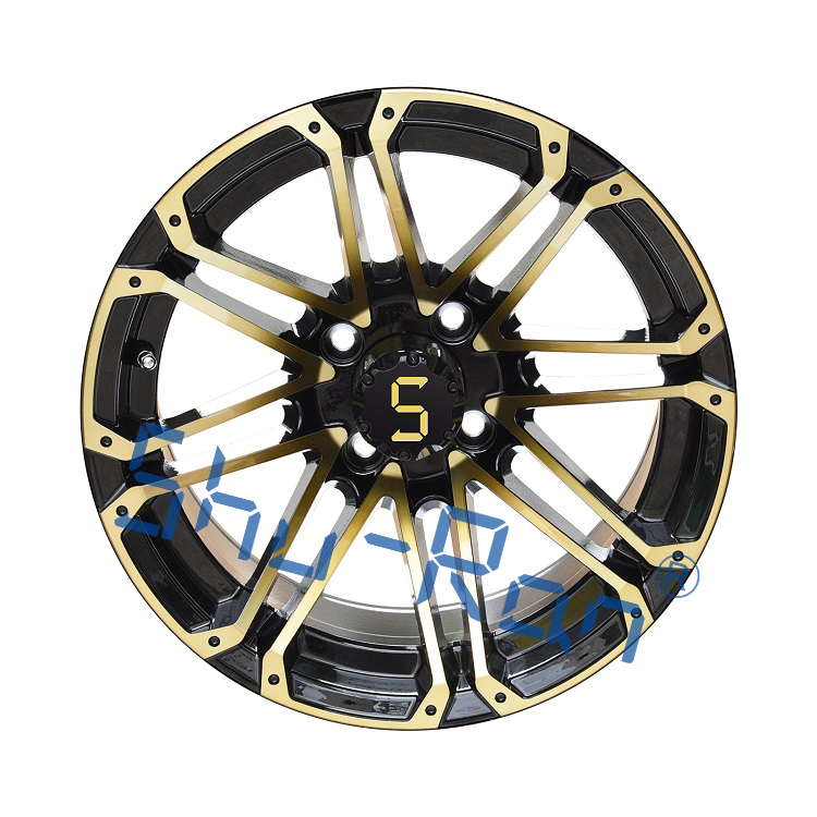 Golf Cart 12''/14'' Machined/ Glossy Black Aluminum Wheels Rims for Club Car, EZGO, YMH Golf Carts