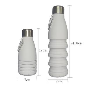 Quality Silicone Foldable Biodegradable Reusable Water Bottles 550ml Grey Customized wholesale