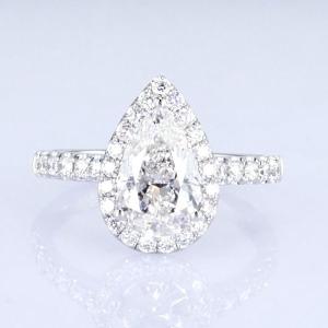 Quality 18k Pear Around Full Diamonds Women Ring White Lab Grown Diamond Ring Beautiful Design For Gifts For Party wholesale