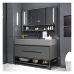 Apartment Bathroom Vanity with Customized Glossy Finish and Lacquer Door Panel