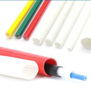 Quality 3mm Silicone Fiberglass Sleeve Braided , White Silicone Coated Fiberglass Sleeve wholesale
